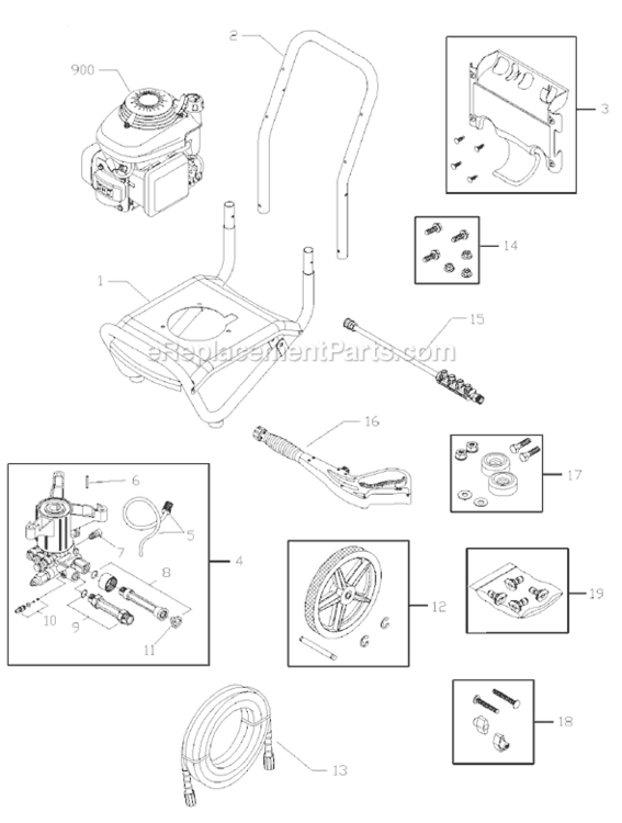 Page A Diagram and Parts List for 020386-0  Briggs and Stratton Pressure Washer